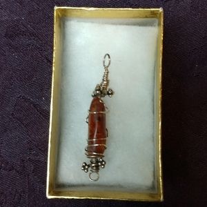 Handmade Amber fine silver wrapped pendant OOAK